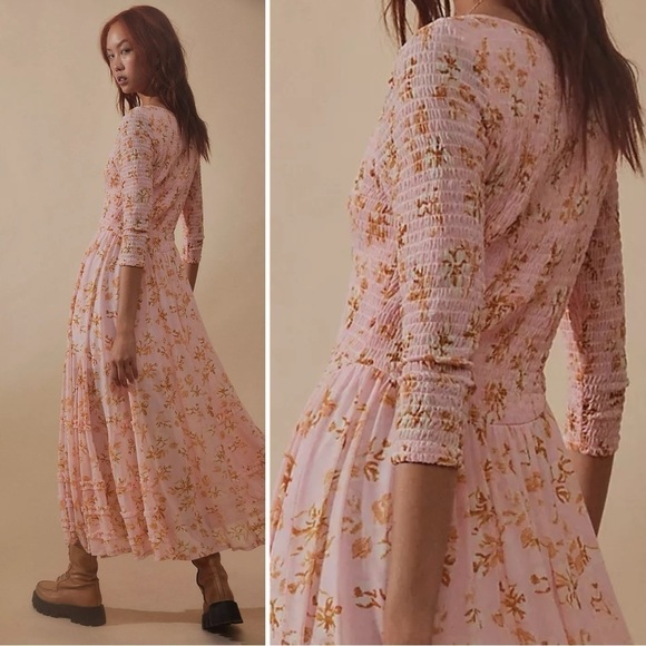 Free People It's Fate Midi Dress in Powder Pink Size Small NWT New - Picture 7 of 16